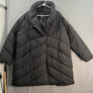 Dennis Basso Water Resistant Relaxed Fit Puffer Coat Black Size 2X